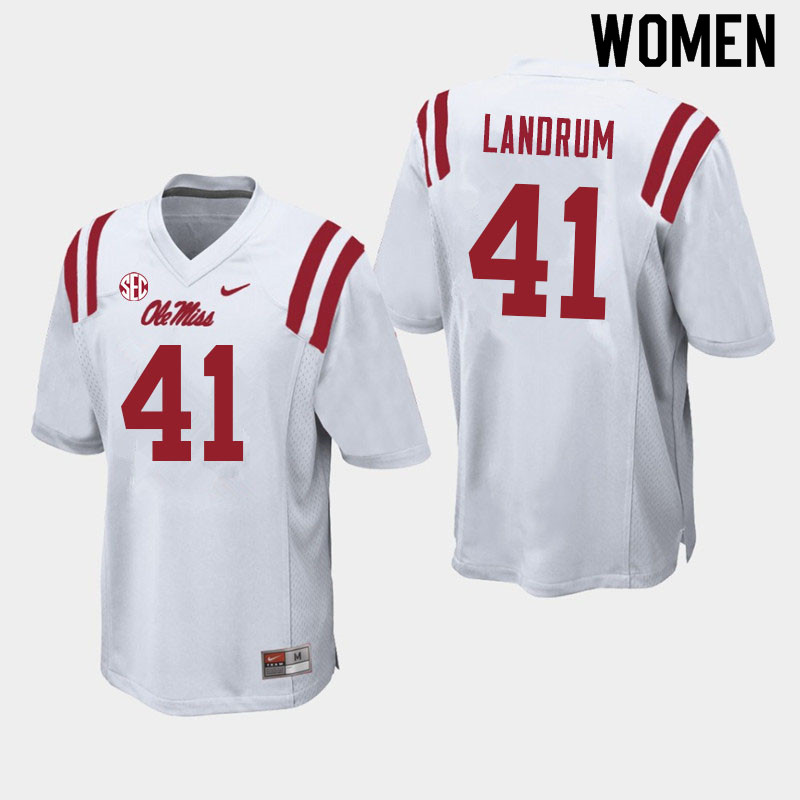 Solomon Landrum Ole Miss Rebels NCAA Women's White #41 Stitched Limited College Football Jersey JLT8158SG